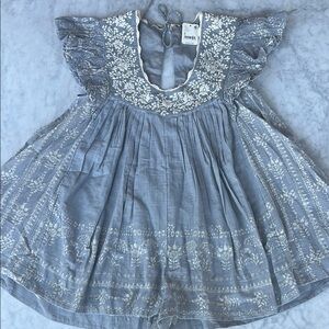 Free People Gray and White Embroidered romper NWT small